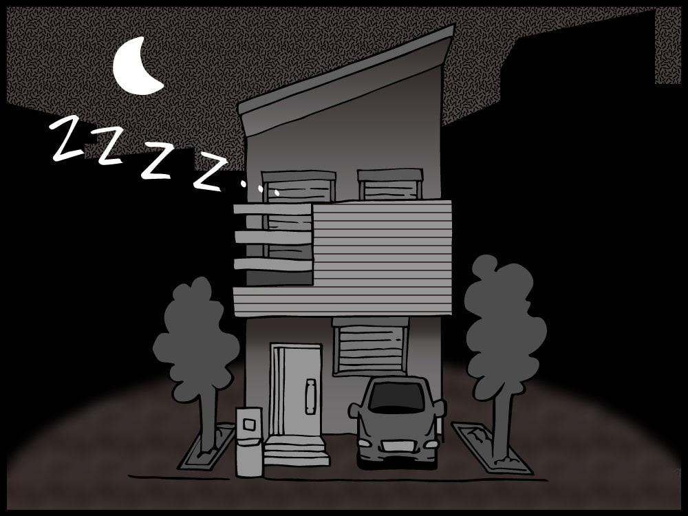 夜の帷が落ち、あたりは真っ暗丑三つ時