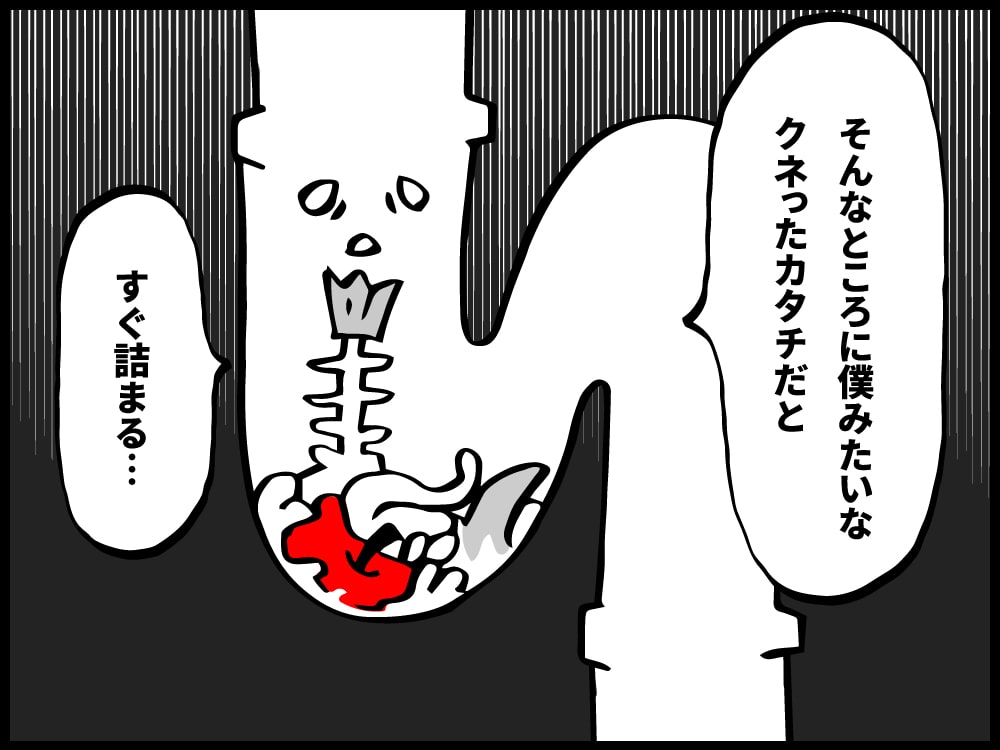 そんなところに、S字トラップだと、構造上すぐ詰まってしまう。