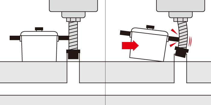 蛇腹ホースに無理な力を加えて、防臭キャップが外れないようにしよう